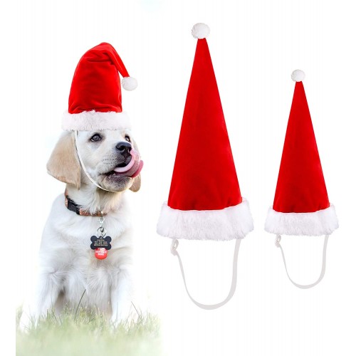 Set 2 cappello da Babbo Natale per animali domestici, regolabili, idea regalo