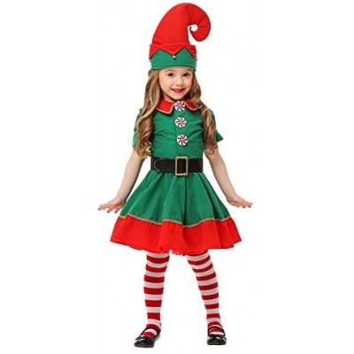 thematys Costume da Elfo Natalizio per Donna Uomo e Bambino Carnevale e Cosplay Perfetto per Natale 130cm, Donne 