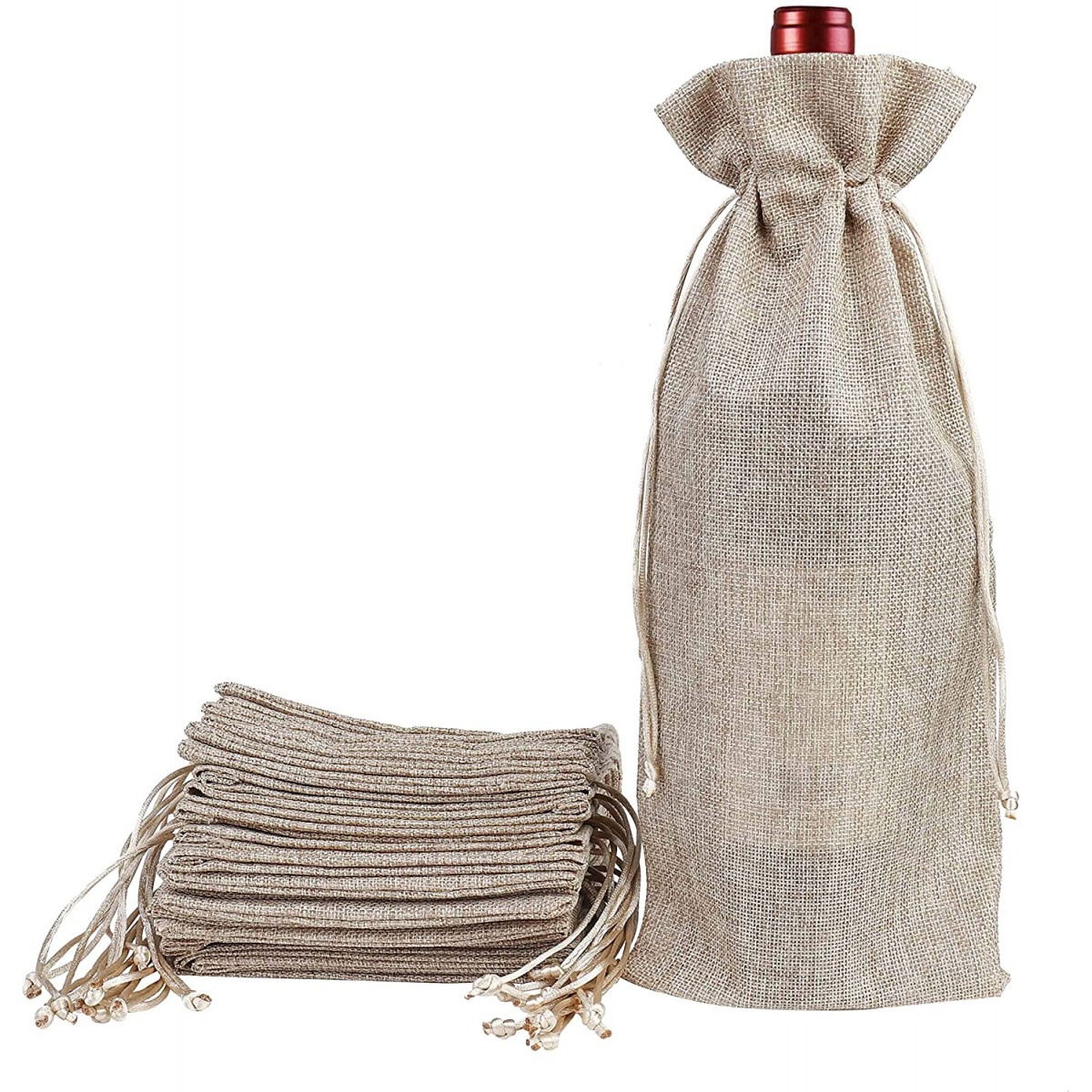 rosso vino bottiglia di vino non inclusa BTSKY 12 sacchetti riutilizzabili per bottiglie di vino in iuta borsa regalo in iuta con coulisse lavabili con coulisse organizer per borsa di iuta 