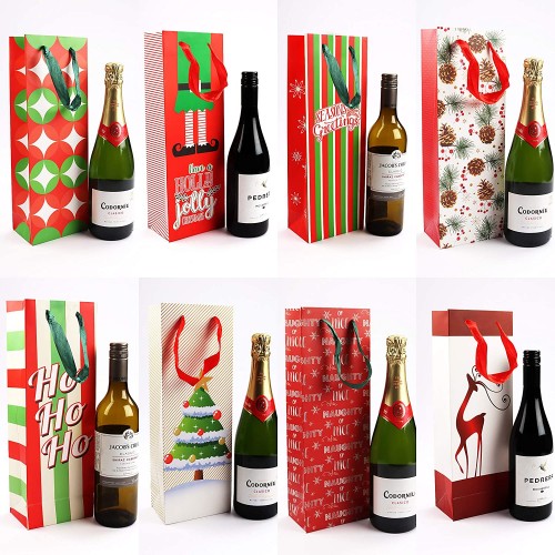 Tacobear 3 Pezzi Coperchio Bottiglia di Vino di Natale con Sacchetto Regalo Natalizia Sacchetto Regalo Vino Abito da Bottiglia di Vino Decorazioni per Il Partito di Natale Decorazioni da Tavola 