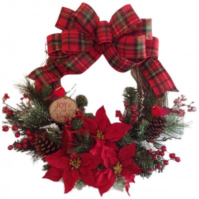 Ghirlanda natalizia scozzese, decorazione con fiocco