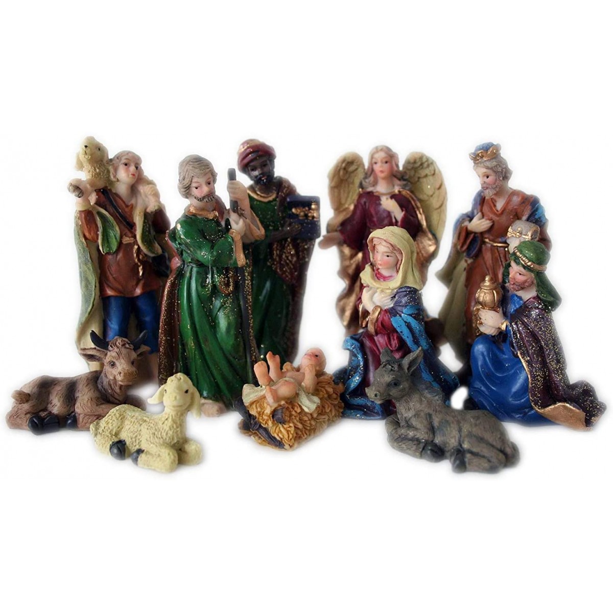 Set statuine Natività, confezione da 11 pezzi, in plastica pressofusa
