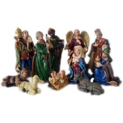 Set statuine Natività, confezione da 11 pezzi, in plastica pressofusa