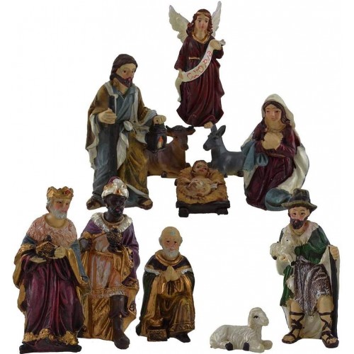 Set 11 statuine per presepe, natività completa, da 9 cm, in resina