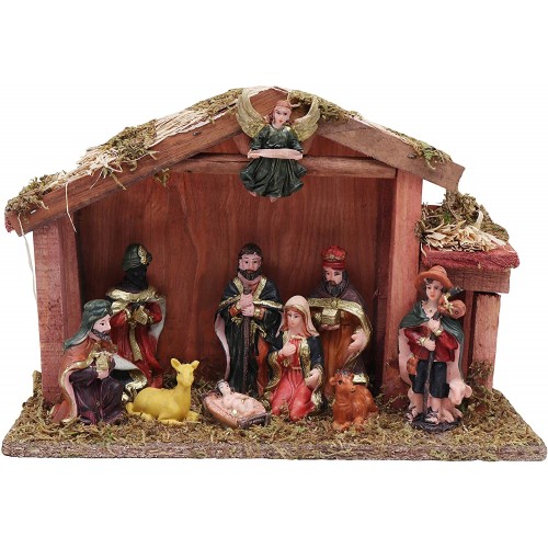 Presepe decorativo con 10 statuine, completo e originale