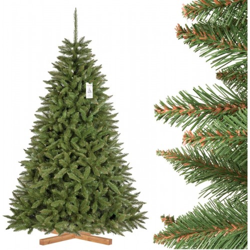 Albero di Natale, con supporto in legno, da 220 cm