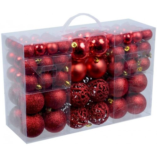 Set da 100 palline di Natale rosse opache, lucide e glitter