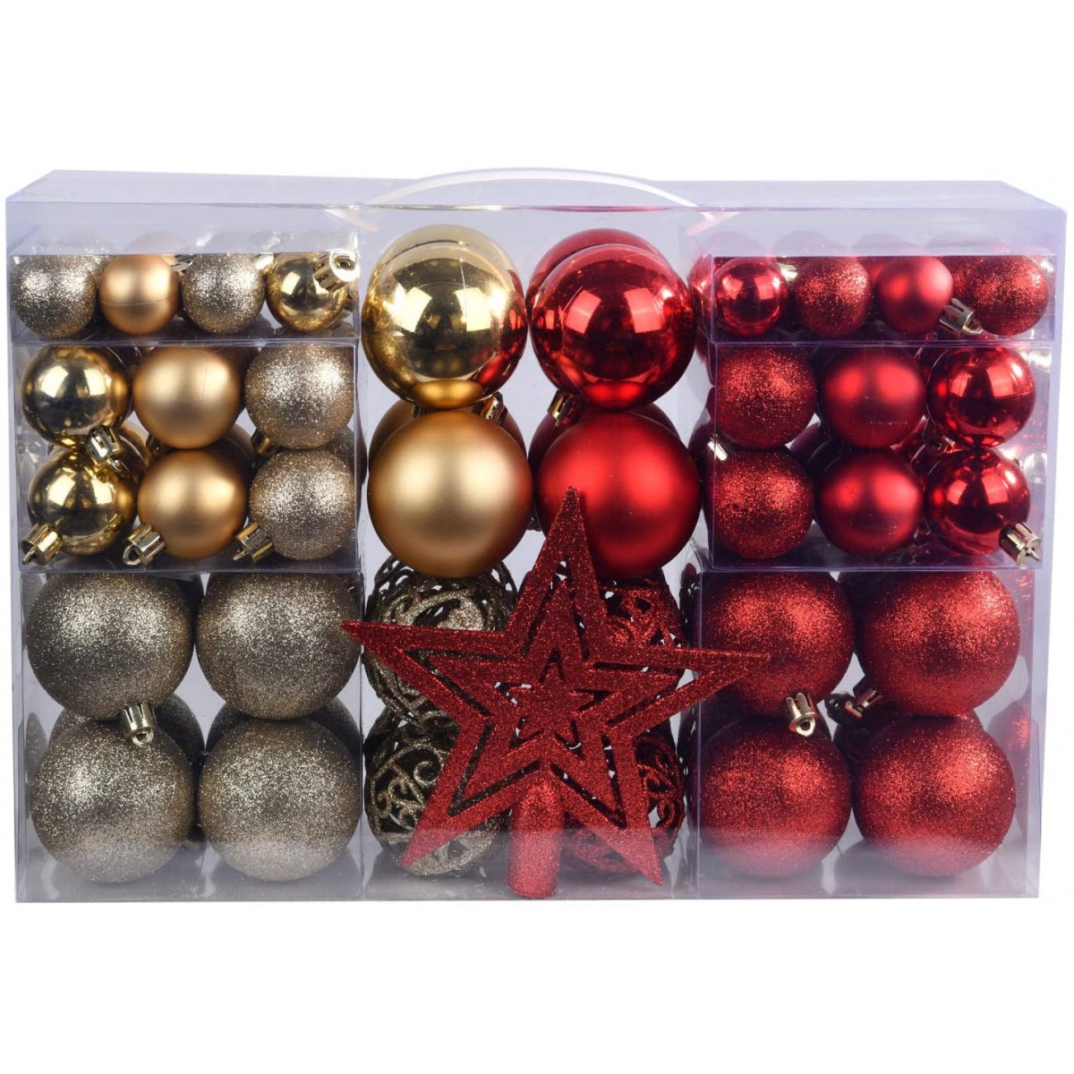 Set 100 palline con 1 puntale per albero di Natale, 4 colori