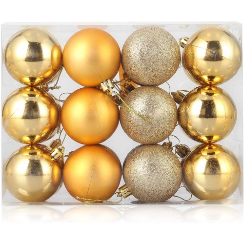 Set da 24 Palline per Albero di Natale oro classiche retrò