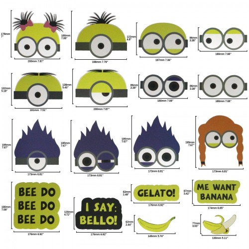 Musykrafties Minions Inspired photo booth props set 20 count