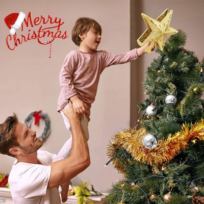 Stella Albero di Natale Stella per Albero di Natale di Scintillio Dorato con 50 Luci LED 20 *24cm Stella Punta dell'albero di Natale per Decorazioni dell'albero di Natale 