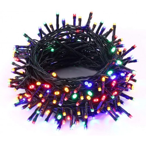 Catena di luci da 25mt con 200 led multicolor, da 25 metri, per l'albero