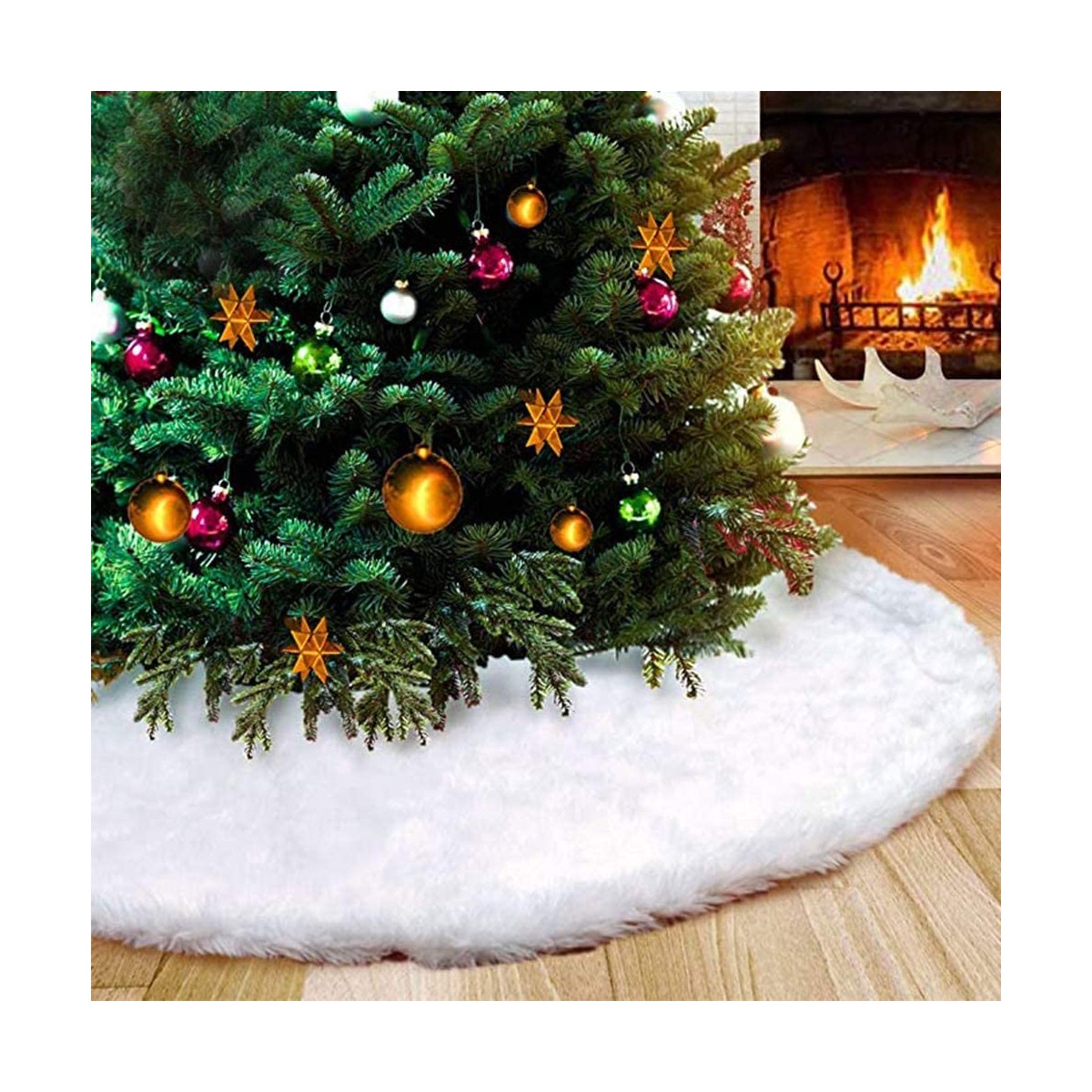 Gonna bianca per base Albero di Natale, elegante decorazione