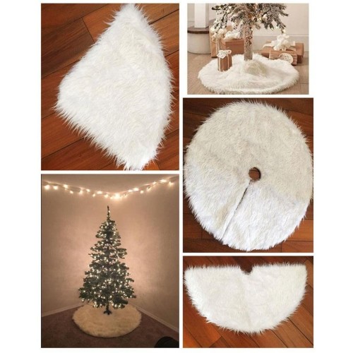 Gonna bianca in peluche per Albero di Natale da 90 x 78 cm