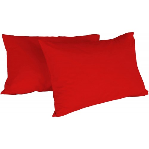 Coppia di federe rosse in cotone, da 52 x 82 cm, idea regalo