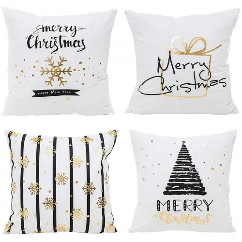 Set 4 Fodere di Natale per cuscini, grafiche moderne, idea regalo