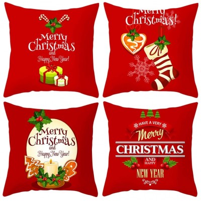 Set 4 copricuscini motivo natalizio per divano, da 45x45cm