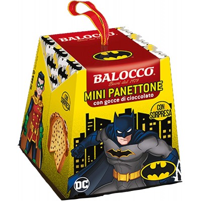 Mini panettone Batman con gocce di cioccolato, panettoncino Balocco
