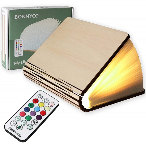 Lampada Libro a Led in Legno, 12 colori, idea regalo