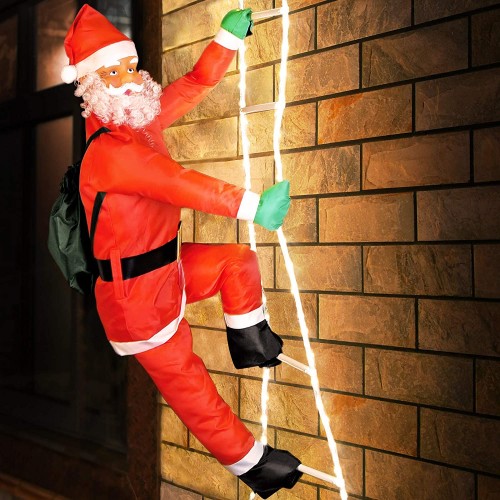 Babbo Natale LED appeso sulla scala da 90cm, decorazioni natalizie