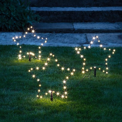 Set 3 Stelle natalizie luminose con 30 Led, luce bianca, per giardino