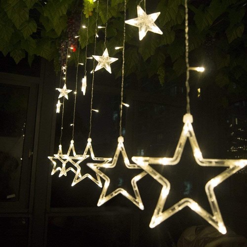 Set 12 stelle luminose a LED, decorazioni natalizie da esterno