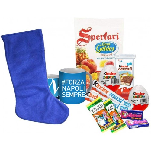 Kit Calza della Befana con Tazza S.S.C Napoli e cioccolata Kinder