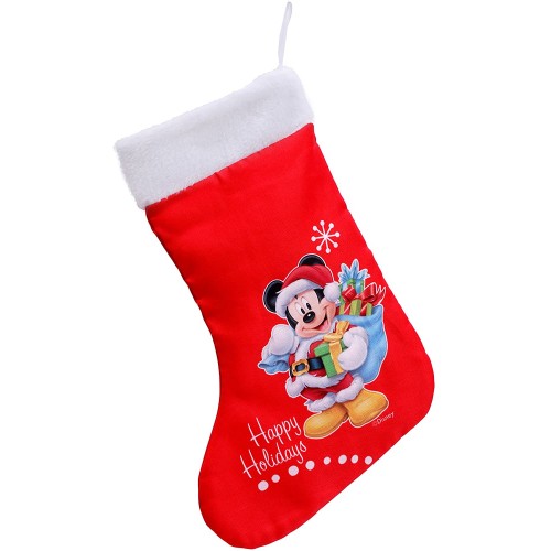 Calza Natale Mickey Mouse, Topolino Disney, colore rosso
