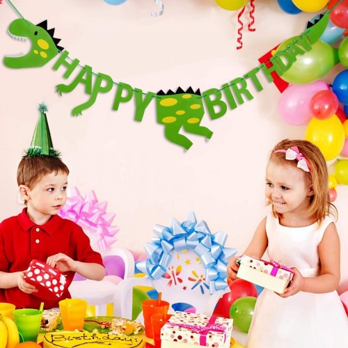 HONGXIN-SHOP Decorazioni di Compleanno di Dinosauro Happy Birthday Banner Decorazione per Festa Party Bambini Toddler Ragazzo
