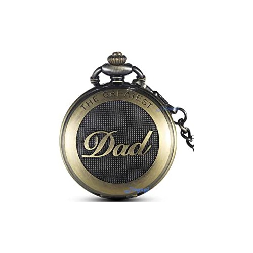 Orologio da tasca al quarzo, stile antico con catena, con scritta Dad