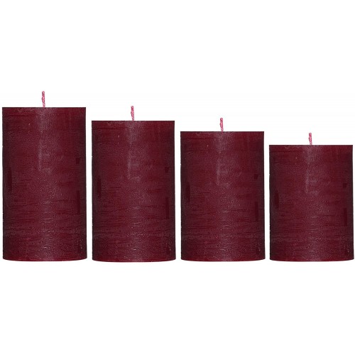 Set di 4 candele natalizie bordeaux, per arredo casa