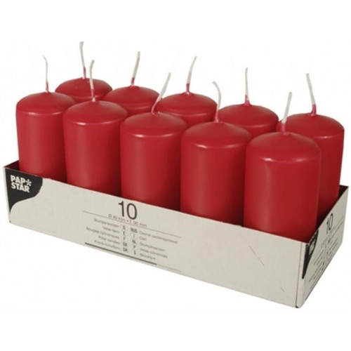 Set 10 candele in paraffina rosse, ideali per Natale o San Valentino