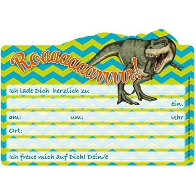 16 Set da Pezzi: 8 Biglietti di invito con 8 Buste * Dinosauro & T Rex * da Compleanno per Bambini Lutz Mauder//26023//bambin