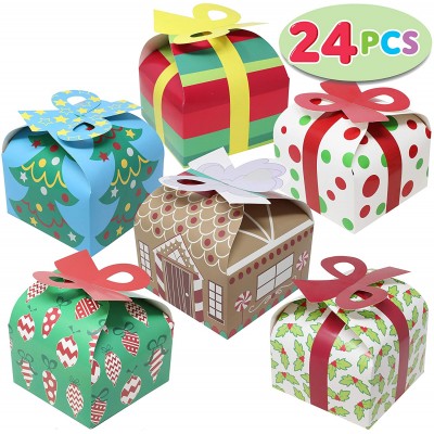 Set da 24 scatole 3D per regali di Natale con fiocco, in cartoncino resistente
