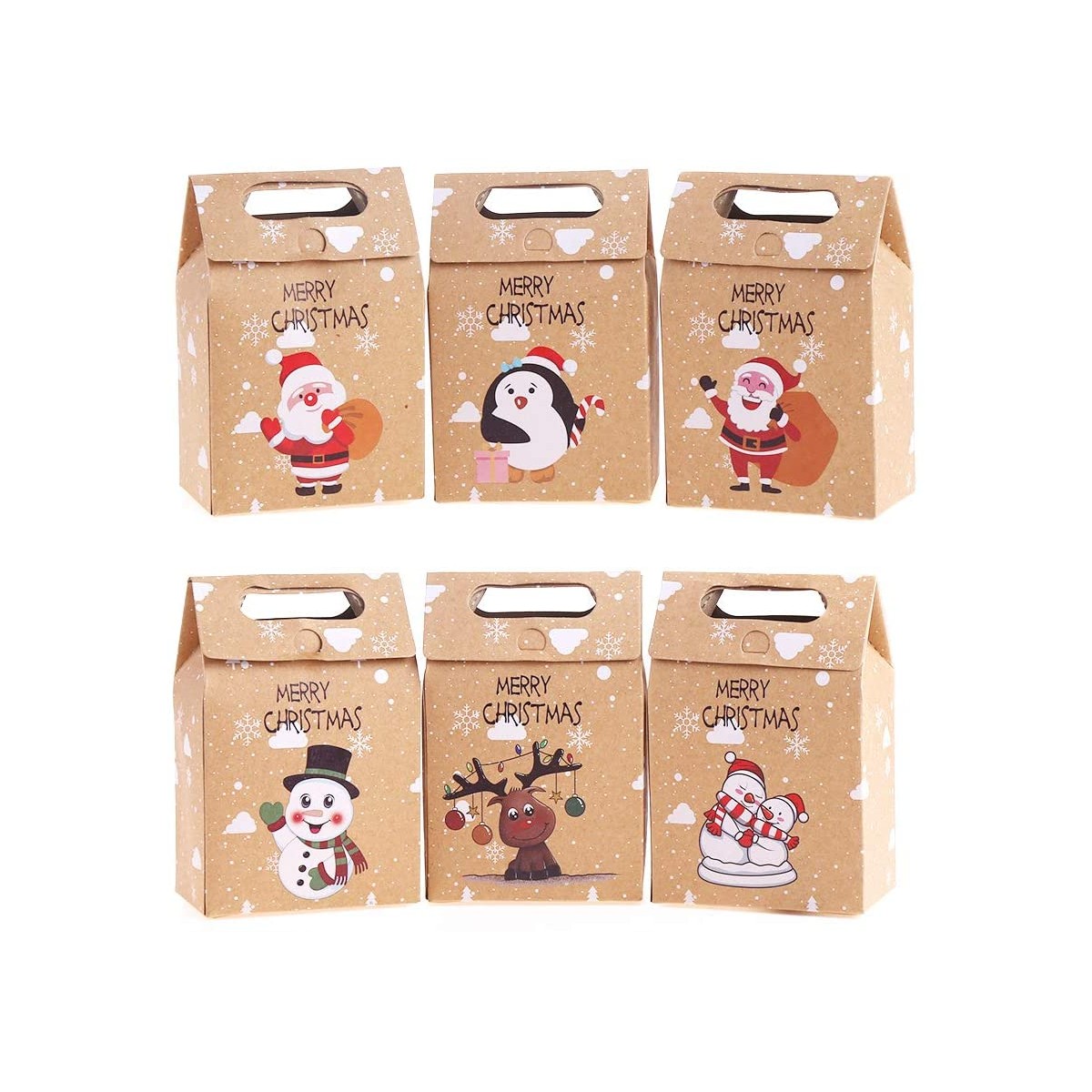 Confezione da 24 sacchetti natalizi in confezione regalo in carta kraft squisita con 32 adesivi natalizi Wondsea 