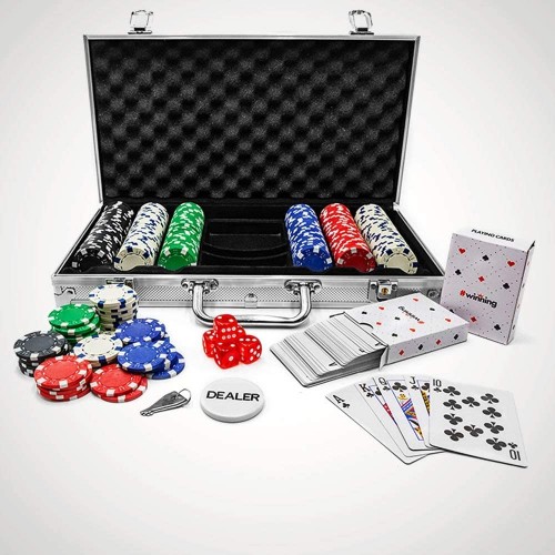 Set da Poker con 300 Pezzi, fiche Incluse, con valigetta professionale