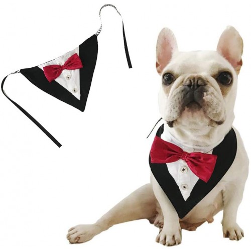 Bandana per Cani reversibile con papillon, abbigliamento per cani