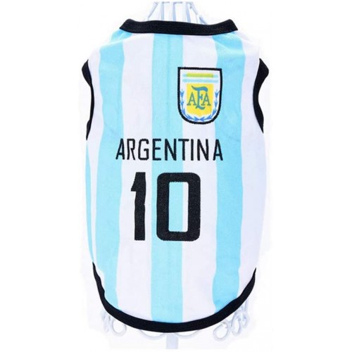 Maglia calcio Argentina per cani, con numero 10 sul dorso, Maradona
