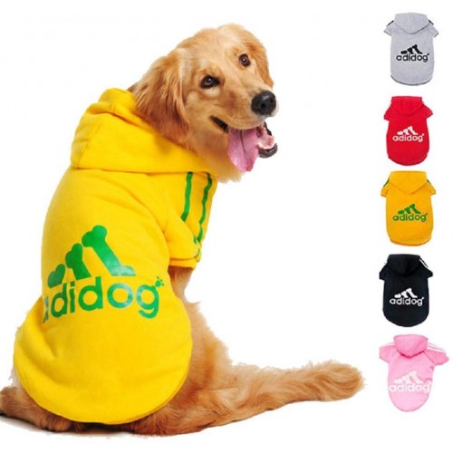 Scheppend Adidog Pet Dog Clothes Cappuccio Invernale Cappotto Cat Puppy Felpa Abbigliamento in Cotone per Cani di Taglia Grande L,Yellow