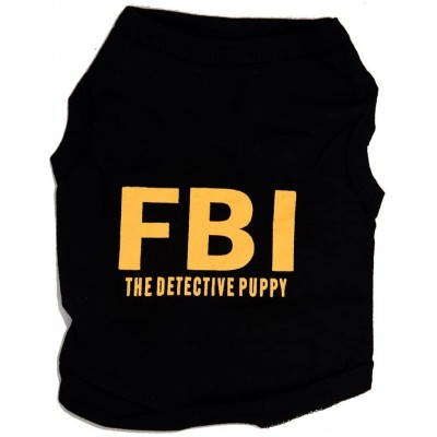 Maglietta per cani tema FBI, colore nero