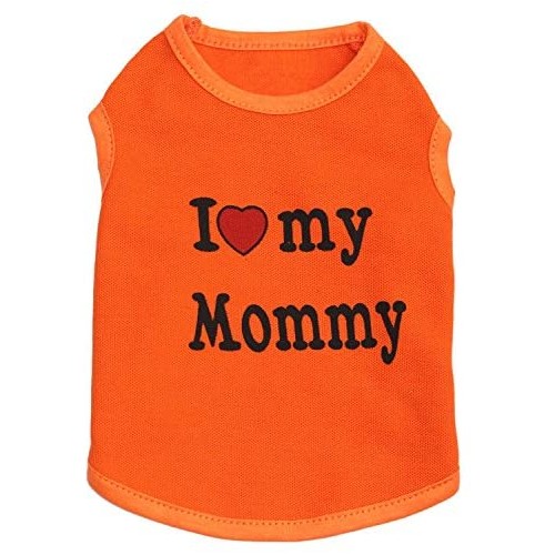 T-Shirt per cani I Love Mommy, colore arancione, slim