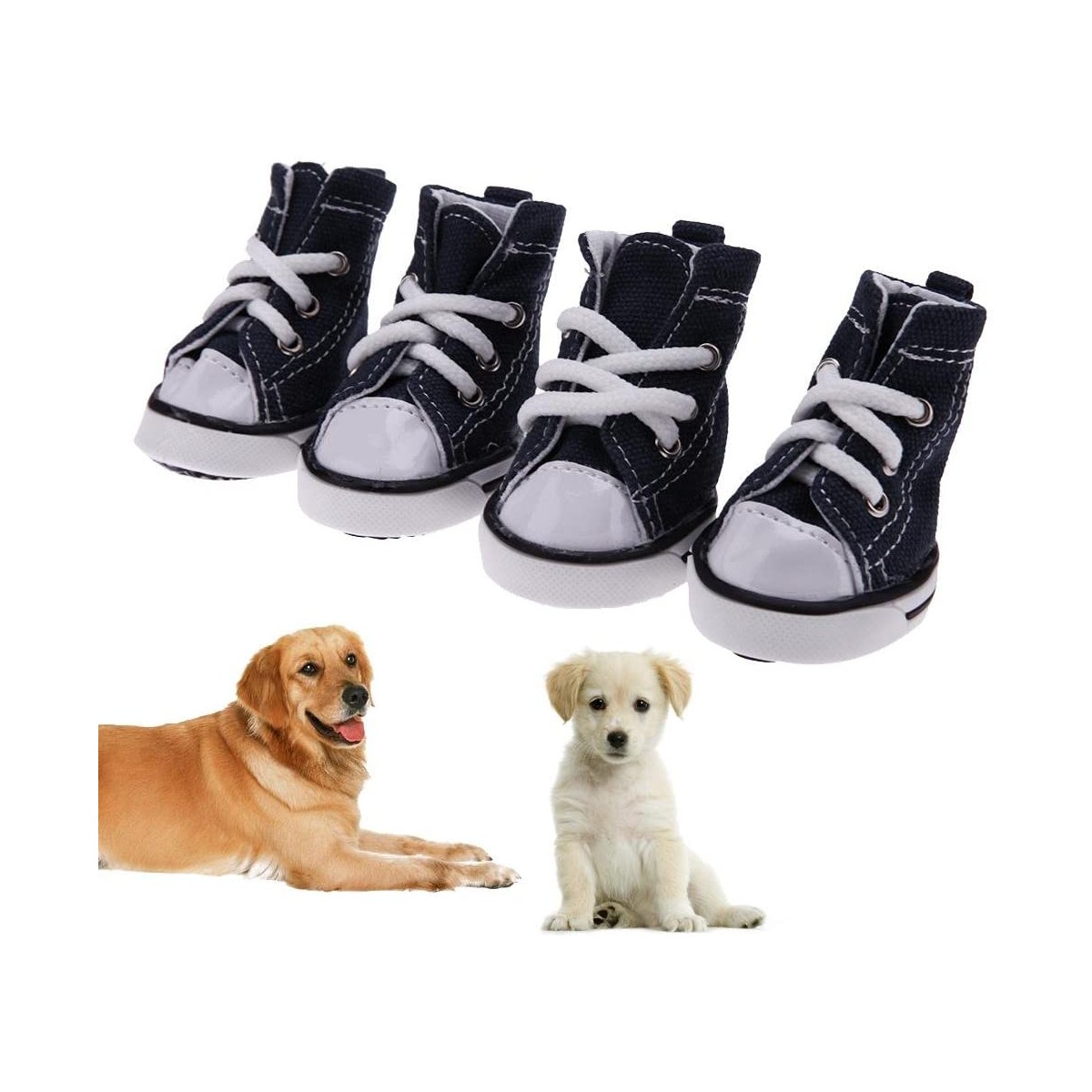 Set 4 scarpe da ginnastica di tela per cani, antiscivolo e resistenti
