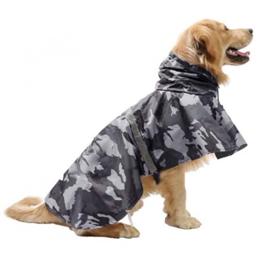 Cappottino catarifrangente per cani con cappuccio, grigio mimetico