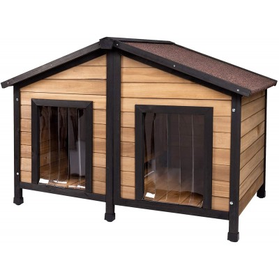 Cuccia in legno per cani, doppio ingresso, con tetto apribile