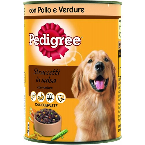 Set da 24 lattine con straccetti in Salsa con Pollo e Verdure per cani