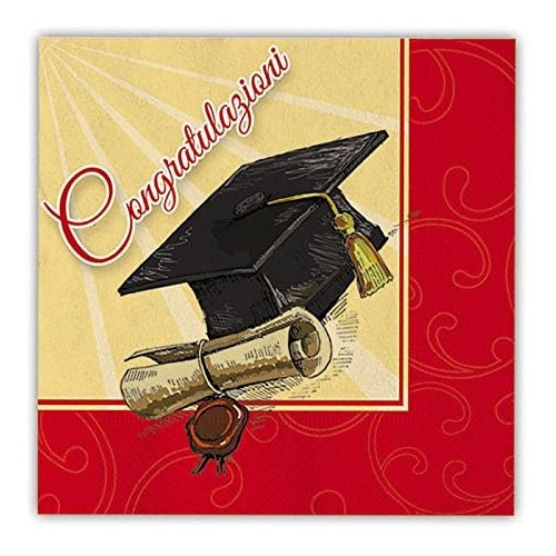 Set 20 tovaglioli laurea stile vintage, da 33 x 33 cm