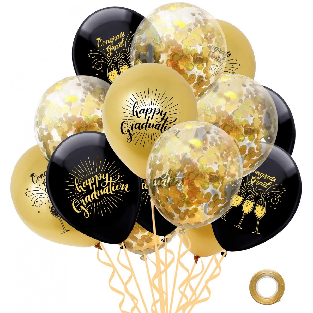 40 Palloncini di Coriandoli Oro Palloncino Transparente con Coriandoli Dorati Confetti Balloons Decorazioni per Festa Compleanno e Laurea