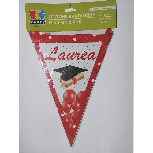 Bandierine triangolari festa Laurea da 300 x 30 cm