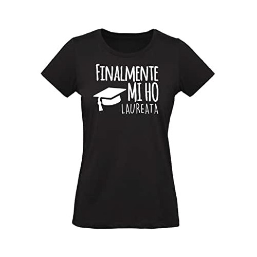 T-Shirt tema Laurea, donna, colore nero, stampe bianche