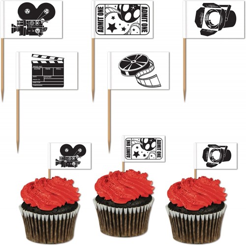 Set da 50 mini bandiere Cinema Hollywood, accessori per feste